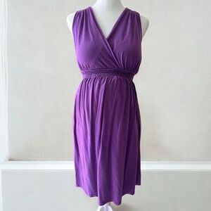 MOTHERHOOD Purple Sleeveless Wrap Vneck Ruched Waistband Maternity Dress Medium
